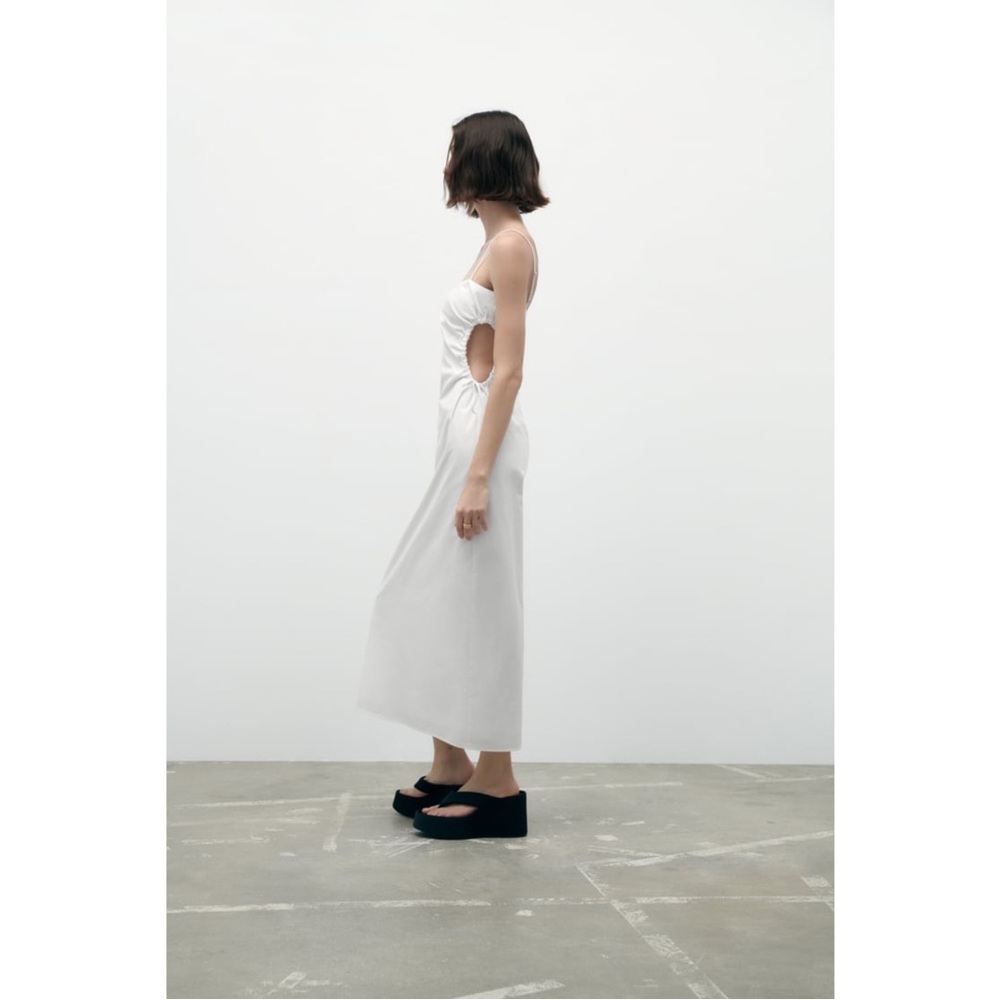 ZARA ~CUT OUT GABARDINE MIDI DRESS (NWT)